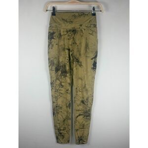 Alphalete Alphalux Pocket Leggings Small Green Brown Marbled Abstract Print